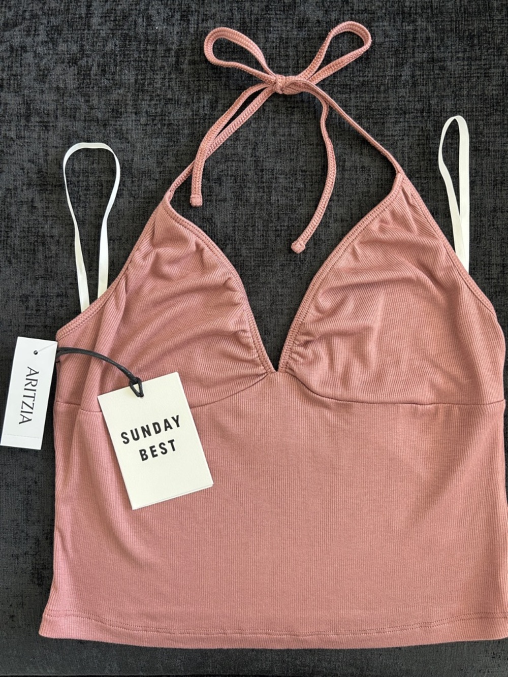 New Aritzia Sunday Best halter Polly crop top in Chocolate Sorbet Size M